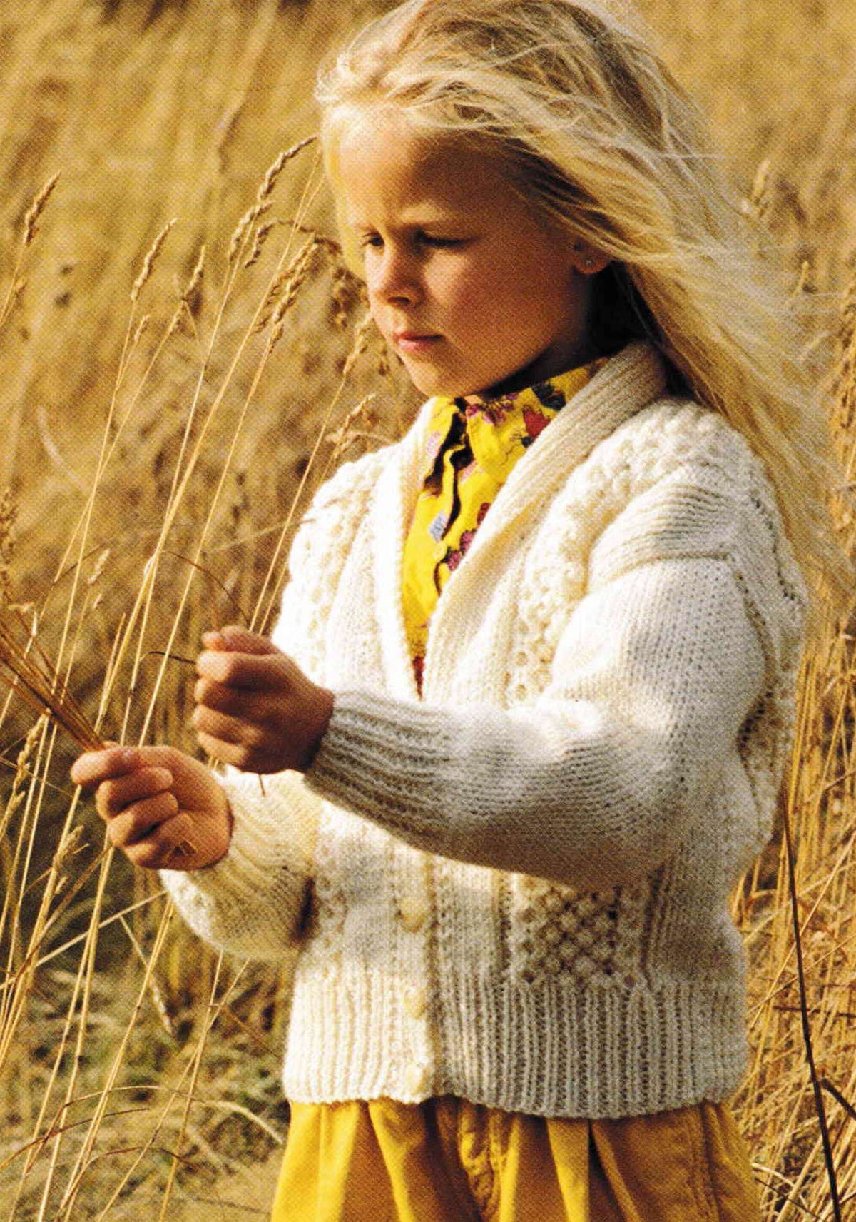 Girl's Aran Cardigan-Shawl collar -bobbles cables & Drop sleeves -Aran 10 Ply worsted wool-  22" - 30"Chest- Knitting Pattern Download PDF