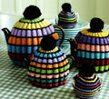 Stripe Tea Cosy Knitting Pattern- Multi sizes knitted in DK- 8ply Light worsted wool - Measure from 7.5 cm to 20 cm. Downloadable PDF