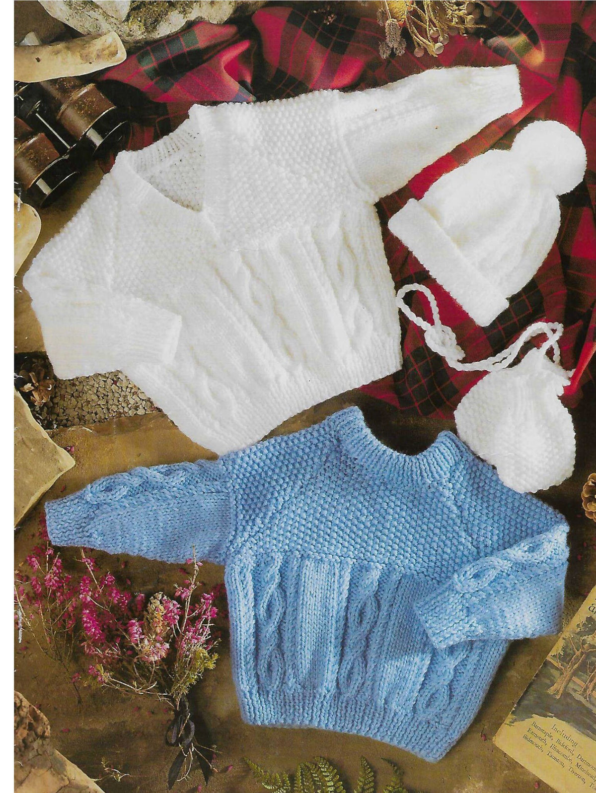 Boys Cable Sweaters- V neck - round neck- Raglan- Hat & Mitts-  Aran 10 ply Worsted Yarn- chest 18 " - 26". Knitting pattern download PDF