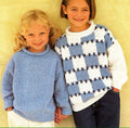 Girls Plain & Patchwork Sweater Roll Neck Drop Sleeve 22 - 30" DK 8 Ply Light Worsted Knitting Pattern pdf Download