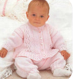 Girls Long sleeved Cardigan- Cable frilled border-Diamond pattern -Knitting pattern- 8 ply (DK) fits Birth-3 Yrs- 16-22" Download pdf