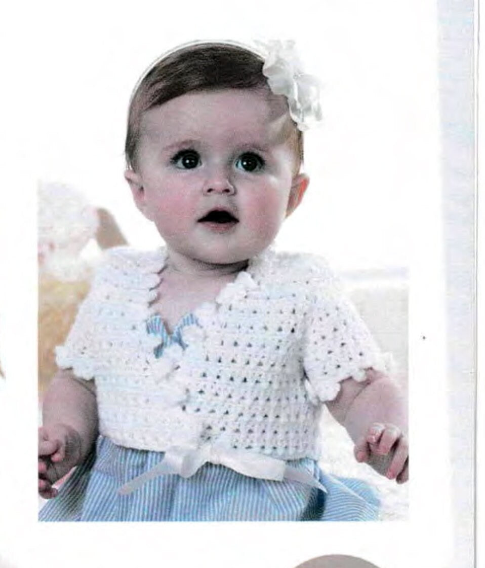 Crochet Cropped Long & Short sleeved Ballet Cardigans in DK 8 Ply Light worsted-  Fits 16"-20" Birth- 2 years -Crochet Pattern- Download PDF