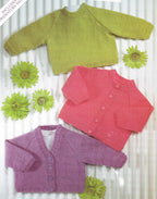 Easy Beginners Baby Cardigans & Sweater  3 styles in 4 Ply Fingering 12" - 22" Premature small baby Knitting Pattern pdf Digital Download