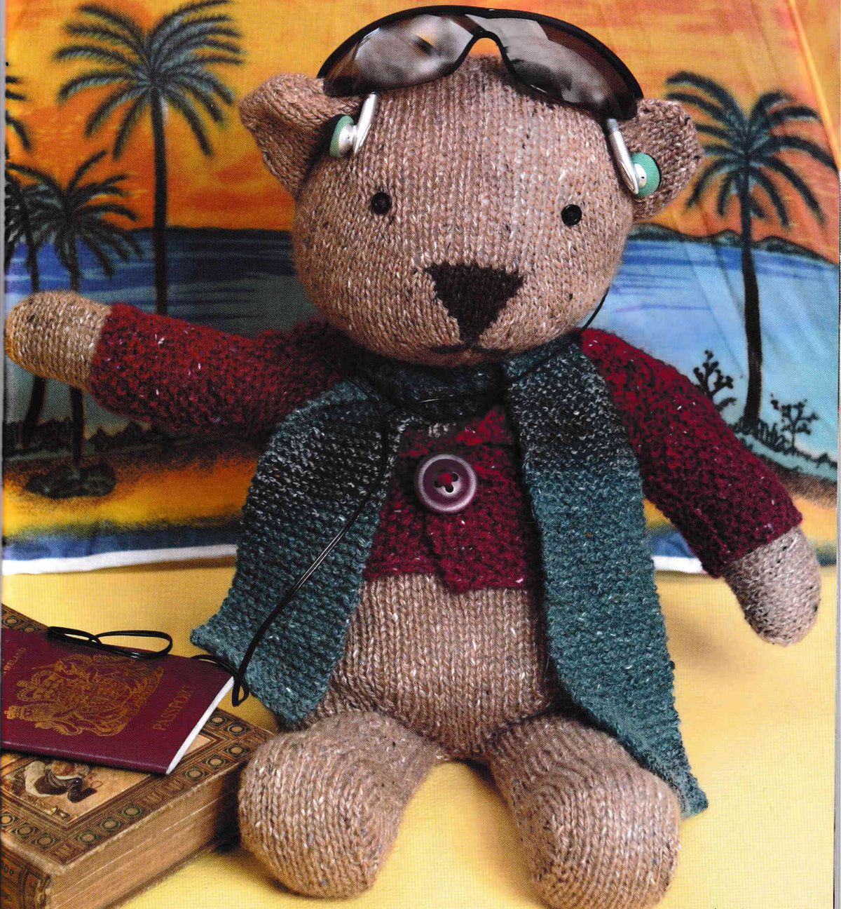Teddy Bear Knitting Pattern- Bear with Cute Cardigan & Scarf- DK- 8Ply Yarn - About 44cm tall- Knitting Pattern Download PDF