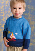 Simple Intarsia boy's sailor Sweater-Knitting Pattern- Round neck - drop sleeves- DK 8 PLY, Yarn - age 2-6 years PDF- Digital Download