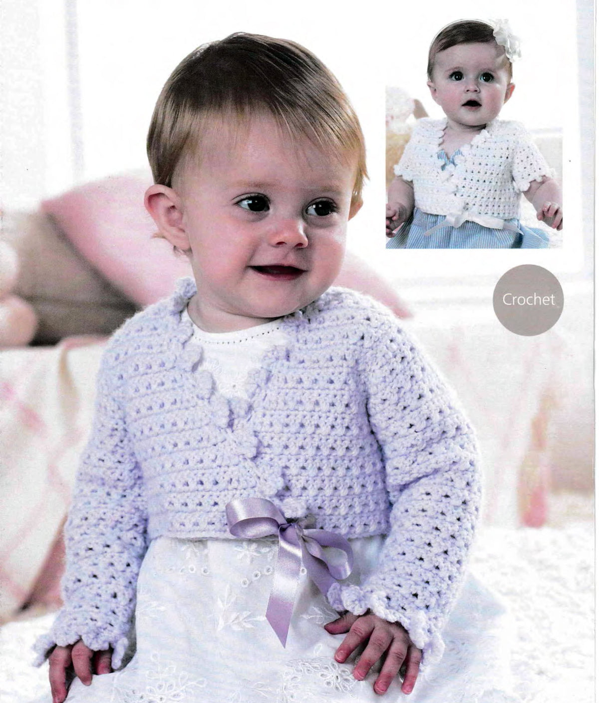 Crochet Cropped Long & Short sleeved Ballet Cardigans in DK 8 Ply Light worsted-  Fits 16"-20" Birth- 2 years -Crochet Pattern- Download PDF