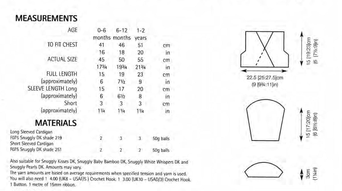 Crochet Cropped Long & Short sleeved Ballet Cardigans in DK 8 Ply Light worsted-  Fits 16"-20" Birth- 2 years -Crochet Pattern- Download PDF