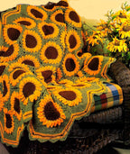 Crochet Sunflowers Afghan, Throw, Field of Sunflowers Crochet Pattern Aran 10 ply Download PDF