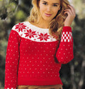 Woman's Fair Isle Snowflake Christmas Sweater Knitting Pattern, Yoked Design (PDF Download)