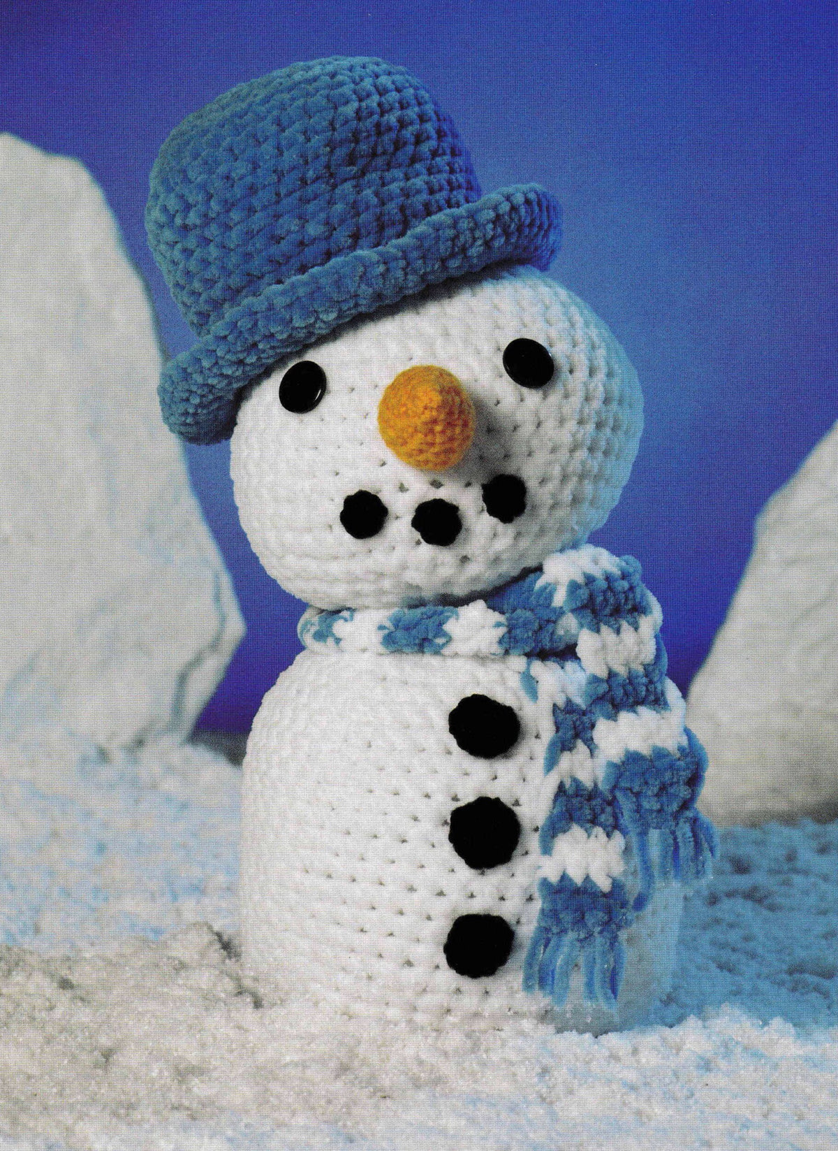 Crochet Christmas Snowman- Seasonal-Novelty- Crochet Pattern-Chunky- Bulky Yarn- Instant download PDF 16 x 11" tall