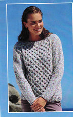Woman's Cross Cable Sweater- Round stand up neck or Boat Neck In Chunky Bulky Yarn- 32" -54" larger sizes-  Knitting Pattern Download PDF