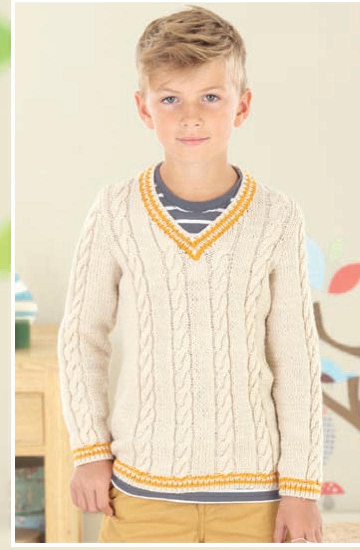 Boy's Tank top & V neck sweater - Cricket style Jumper in DK (8 Ply) Birth-7 Years (16 - 26")  knitting pattern Download (Birth - 7 years)