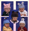 Baby Children's Novelty Crochet Hats 7 styles, Bee, mouse, pig, snowman, bear, turtle and ladybug -Worsted yarn Crochet pattern Download PDF