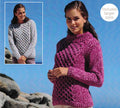 Woman's Cross Cable Sweater- Round stand up neck or Boat Neck In Chunky Bulky Yarn- 32" -54" larger sizes-  Knitting Pattern Download PDF