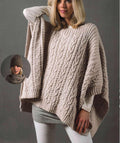 Womans Cable Poncho - Snood & Hat- Aran 10 ply worsted yarn - fits 32--48" chest -Knitting Pattern PDF Instant download