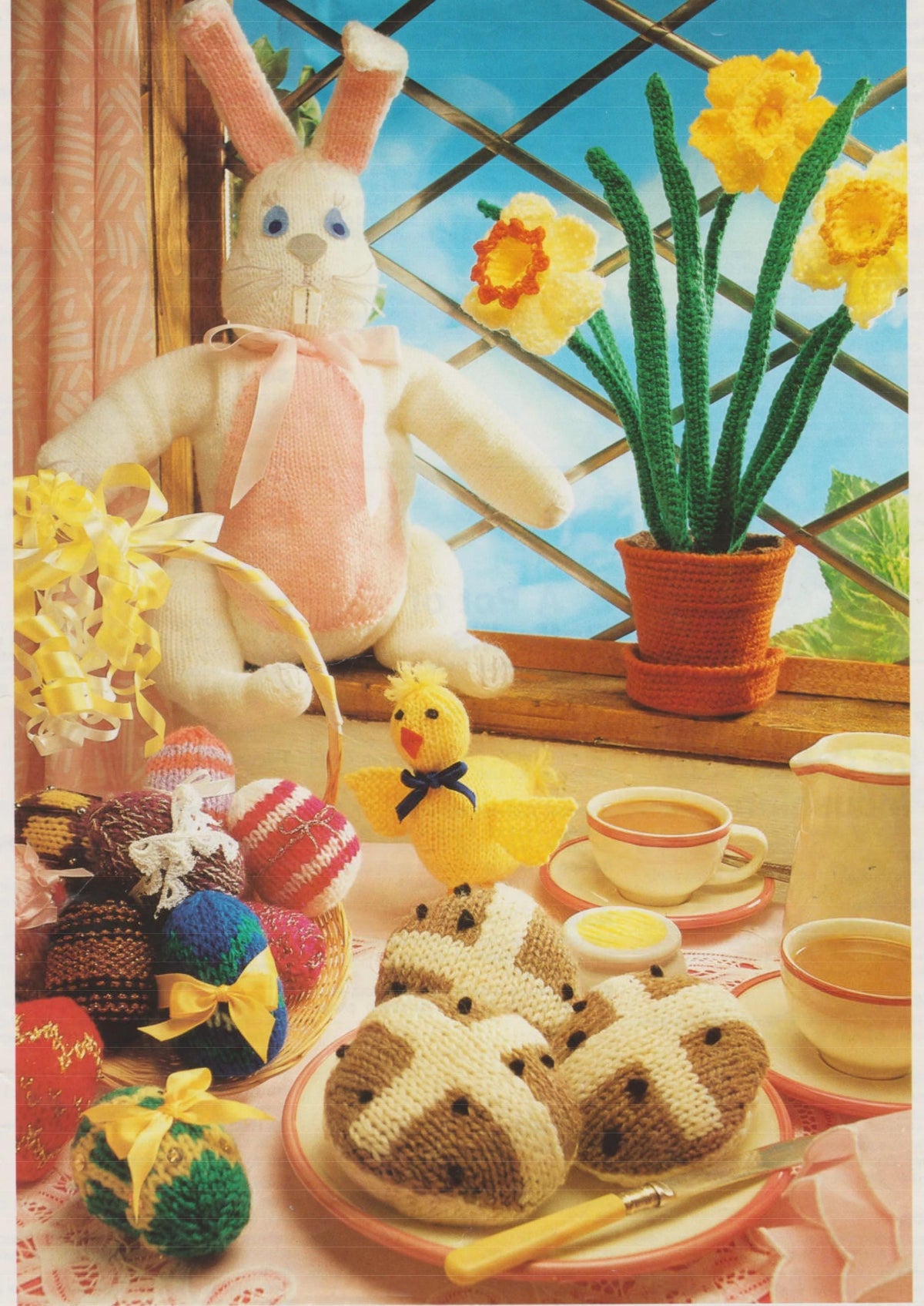 Easter Bunny, Chick & Eggs Knitting Pattern – Vintage DK Wool (PDF Download)