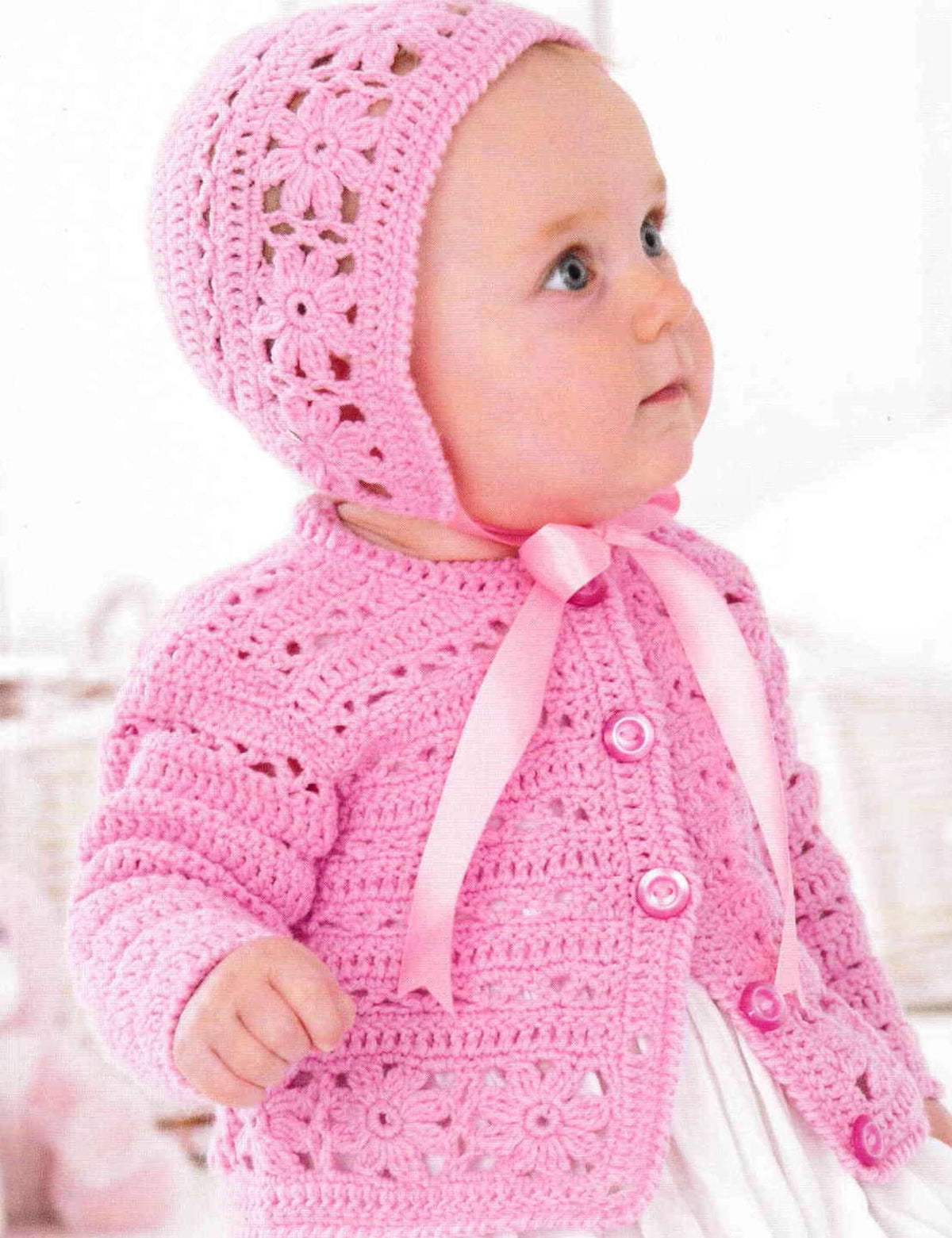 Baby Long sleeved Crochet Cardigan pattern and Hat in 4ply Fingering 16~ 26" ( Birth- 7 yrs) Crochet pattern download PDF