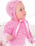 Girls Long sleeved Crochet Cardigan pattern and Hat in 4ply Fingering 16~ 26" ( Birth- 7 yrs) Crochet pattern download PDF