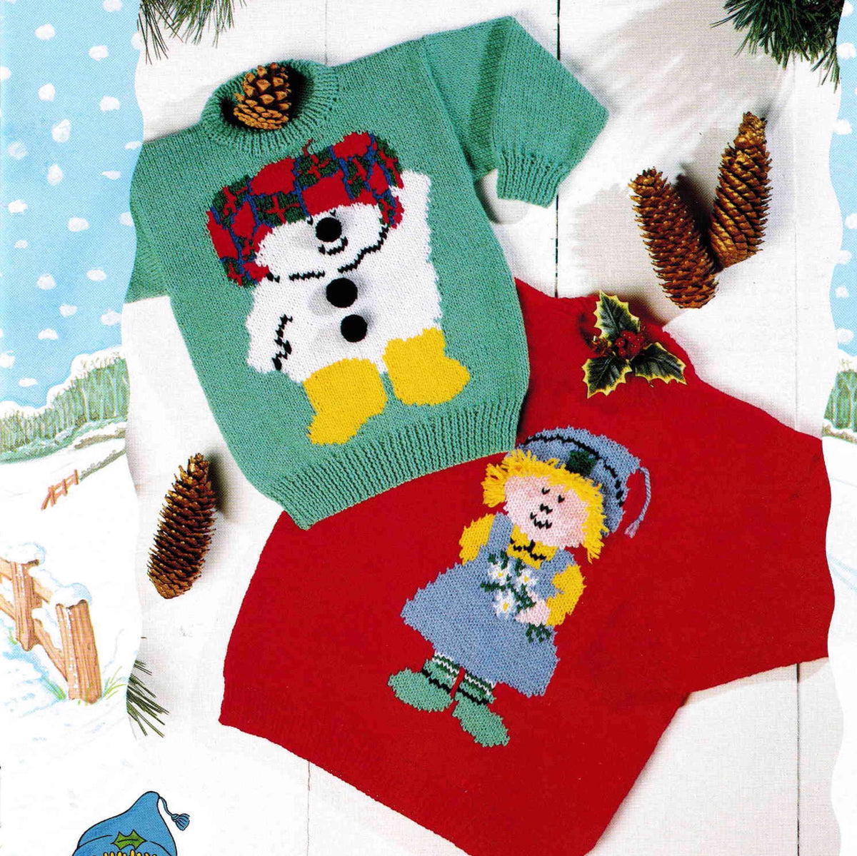 Christmas Jumpers 2 styles - Doll & Snowman tam Knitting Pattern -DK 8ply (Light Worsted weight) Download PDF -20 -38-  Childs- Adults sizes