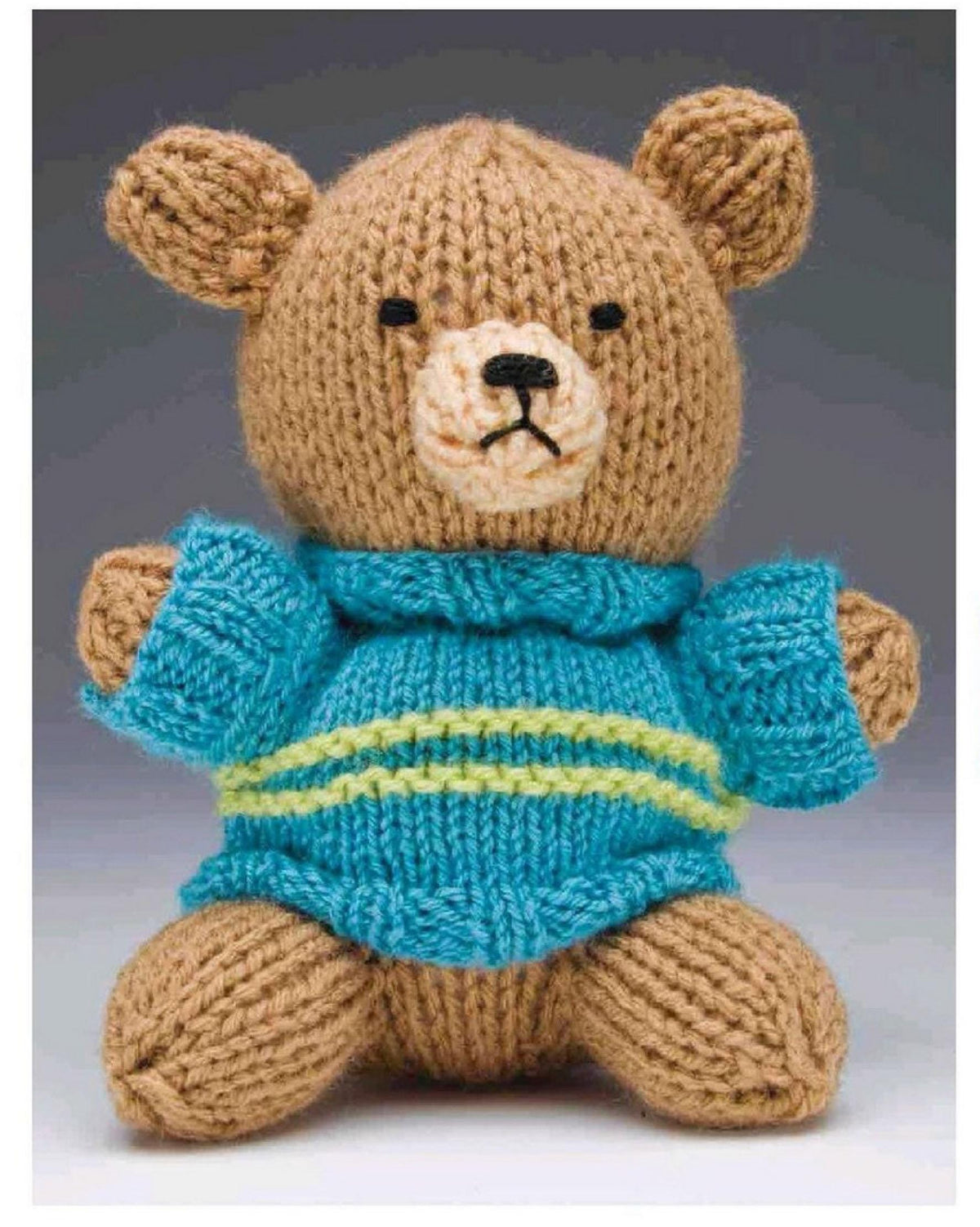 Easy Beginner cute Little Teddy Bear toy with Sweater- 7"- Worsted Aran 10 ply Wool - Knitting Pattern PDF KNITTING Pattern