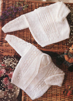 Baby Girl- Boy  Lace Panel V Neck cardigan & Sweater-16" - 22" chest - DK 8ply- light worsted yarn - PDF  download Knitting Pattern Vintage