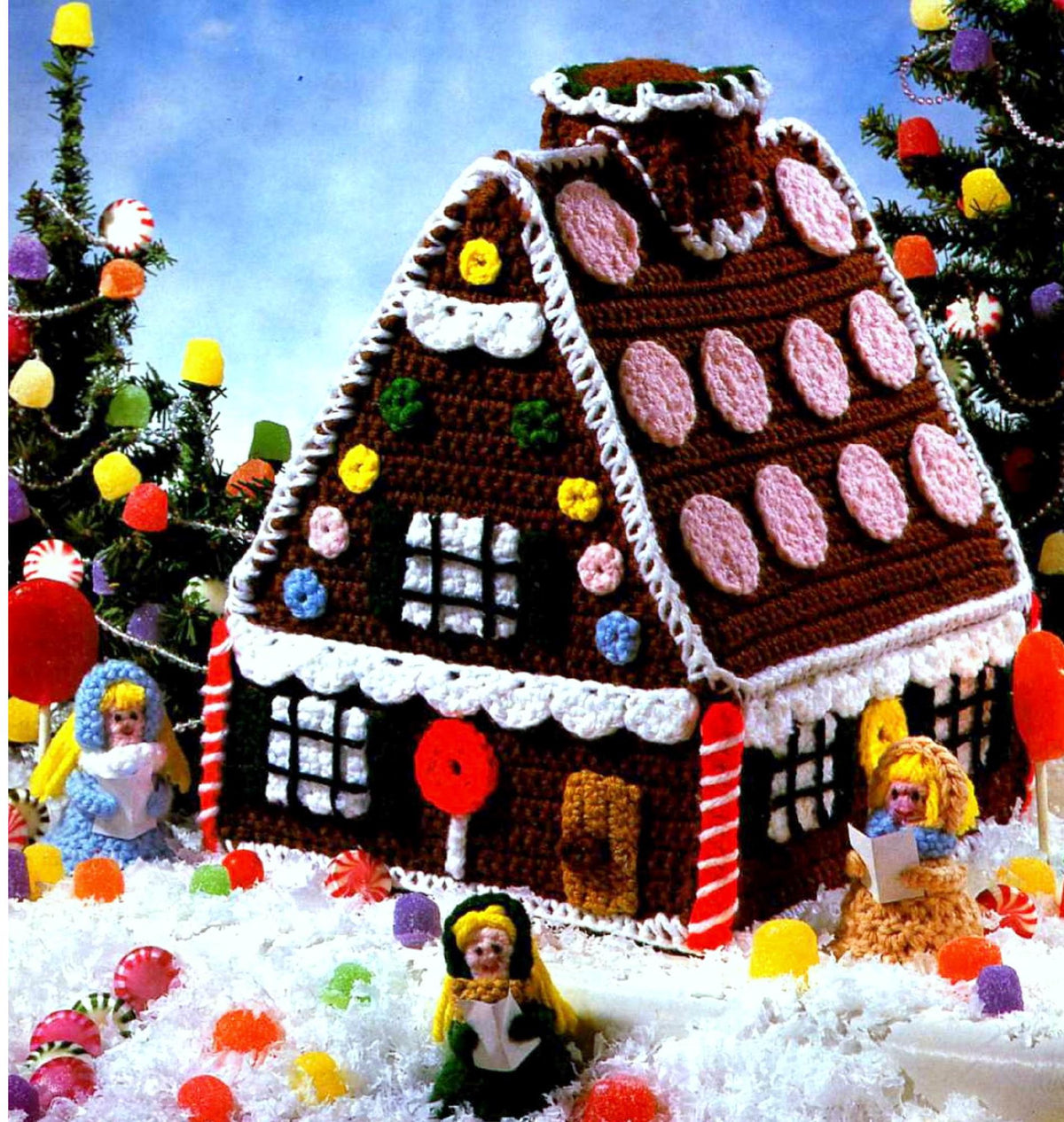 Crochet Gingerbread House- Christmas Crochet- Seasonal-Novelty- Crochet Pattern-4 ply, measures around 30cm download PDF