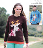 Man's Woman's Rudolf Christmas- Festive sweater- Jumper-  DK/8 ply- chest 32-54 Inch chest Instant download Knitting Pattern PDF- Bottom Up