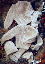 Child Round & V neck raglan sweaters Hat- Scarf Mitts-Knitting Pattern -Aran (Worsted weight) 10ply Download-16-30"chest- Winter Knit