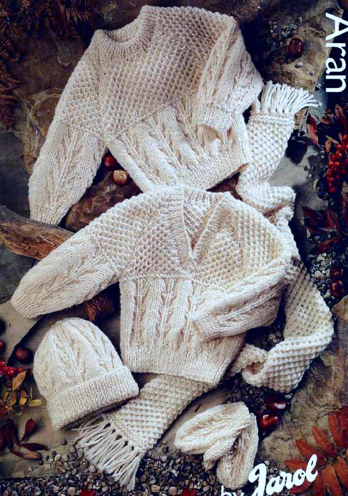 Child Round & V neck raglan sweaters Hat- Scarf Mitts-Knitting Pattern -Aran (Worsted weight) 10ply Download-16-30"chest- Winter Knit