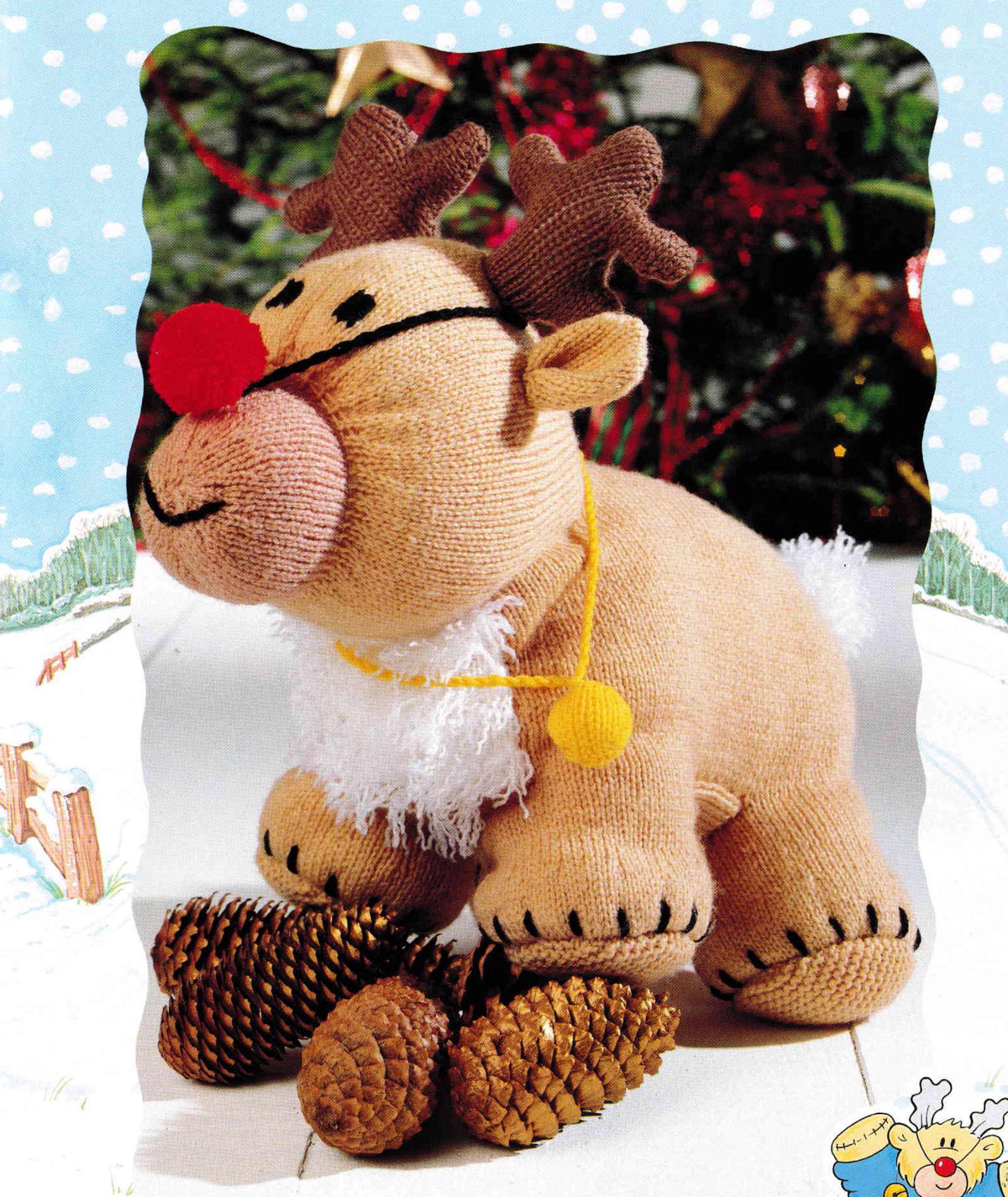 Christmas Reindeer with Bell- Christmas Toy- Knitting pattern-41 cm (16" when  Knitted in DK 8ply Light worsted Download PDF