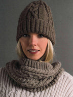 Womans Cable Poncho - Snood & Hat- Aran 10 ply worsted yarn - fits 32--48" chest -Knitting Pattern PDF Instant download
