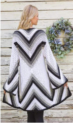 Woman's Crochet Textured Coat Cardigan Jacket  S (M, L, XL, ) Worsted- Aran 10 ply