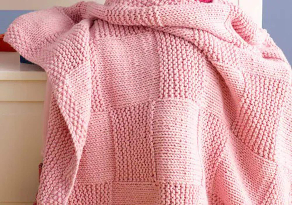 Easy Super Chunky Baby Blanket Seed St & Basket pattern- Knitted in Chunky- Super  wool-  30 x 33 " Knitting pattern Download PDF