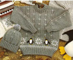 Penguin Baby Childrens Sweater & Hat with Backpack- Toy 20" ~ 30" -1/11 yrs DK 8 Ply Light Worsted Knitting Pattern PDF Instant download