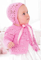 Girls Long sleeved Crochet Cardigan pattern and Hat in 4ply Fingering 16~ 26" ( Birth- 7 yrs) Crochet pattern download PDF