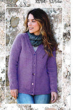 Woman's Easy Beginners Cardigans- V neck- shawl collar Chunky-12 Ply Bulky Cardigans~ fits 32 - 54" chest- Download Knitting Pattern