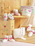 Baby Heart and Rosebud  Hats  Mitts & Bootees Designs ~ DK Knitting Pattern- Fits  Birth -12 months baby Girl- Download PDF