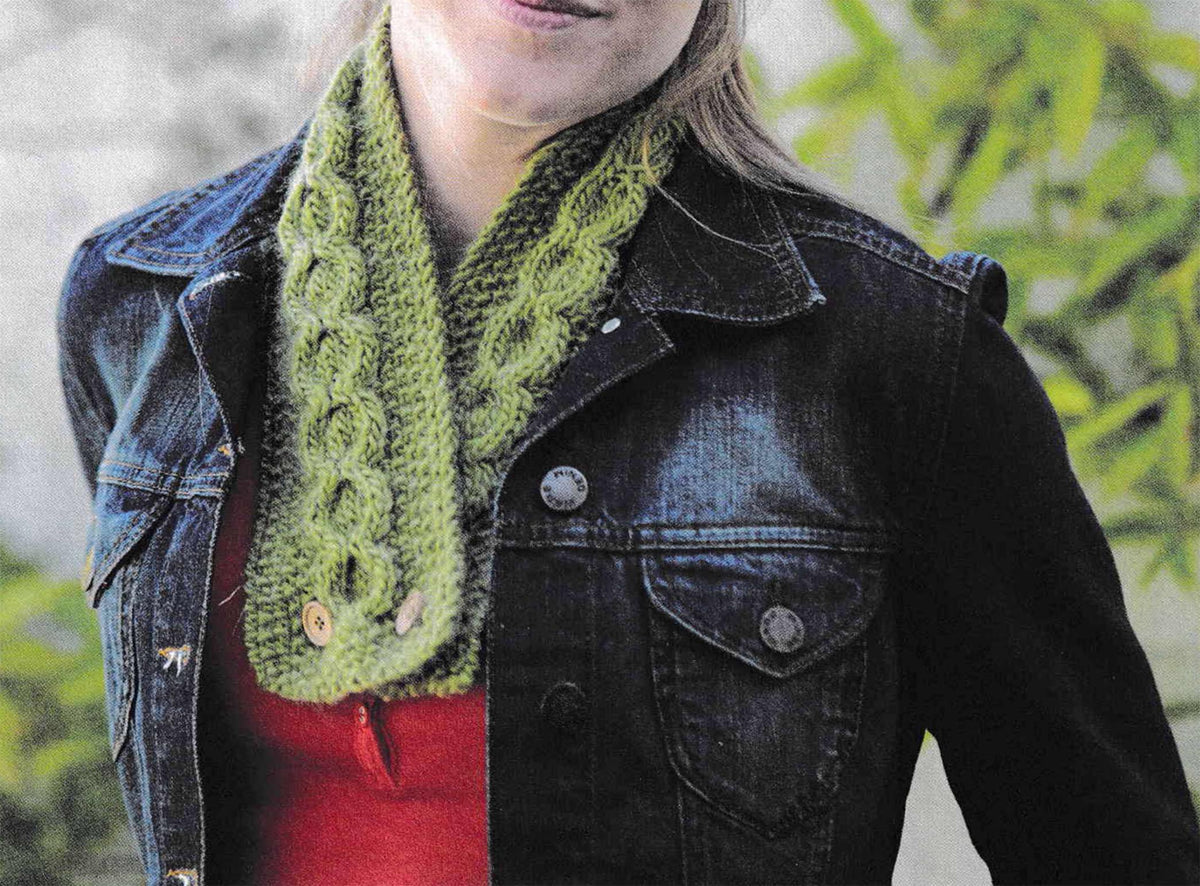 Easy Beginner Woman's Cross Over button close Neck warmer  -Chunky- Bulky 12 ply Knitting Pattern PDF Instant download