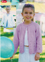 Girl's Cardigan  Round & V-neck with zig zag hem in DK / 8 ply yarn Knitting Pattern fits 22 - 32 chest Download PDF