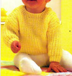Baby Easy Fishermans Rib Round neck- button shoulder sweater- DK- 8Ply 17"-19" (6 - 18 Mths