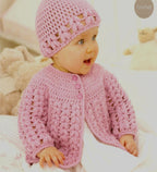 Crochet Hat & Yoked Cardigan Pattern – Girls DK Yarn (Birth - 7 yrs) (Download PDF)