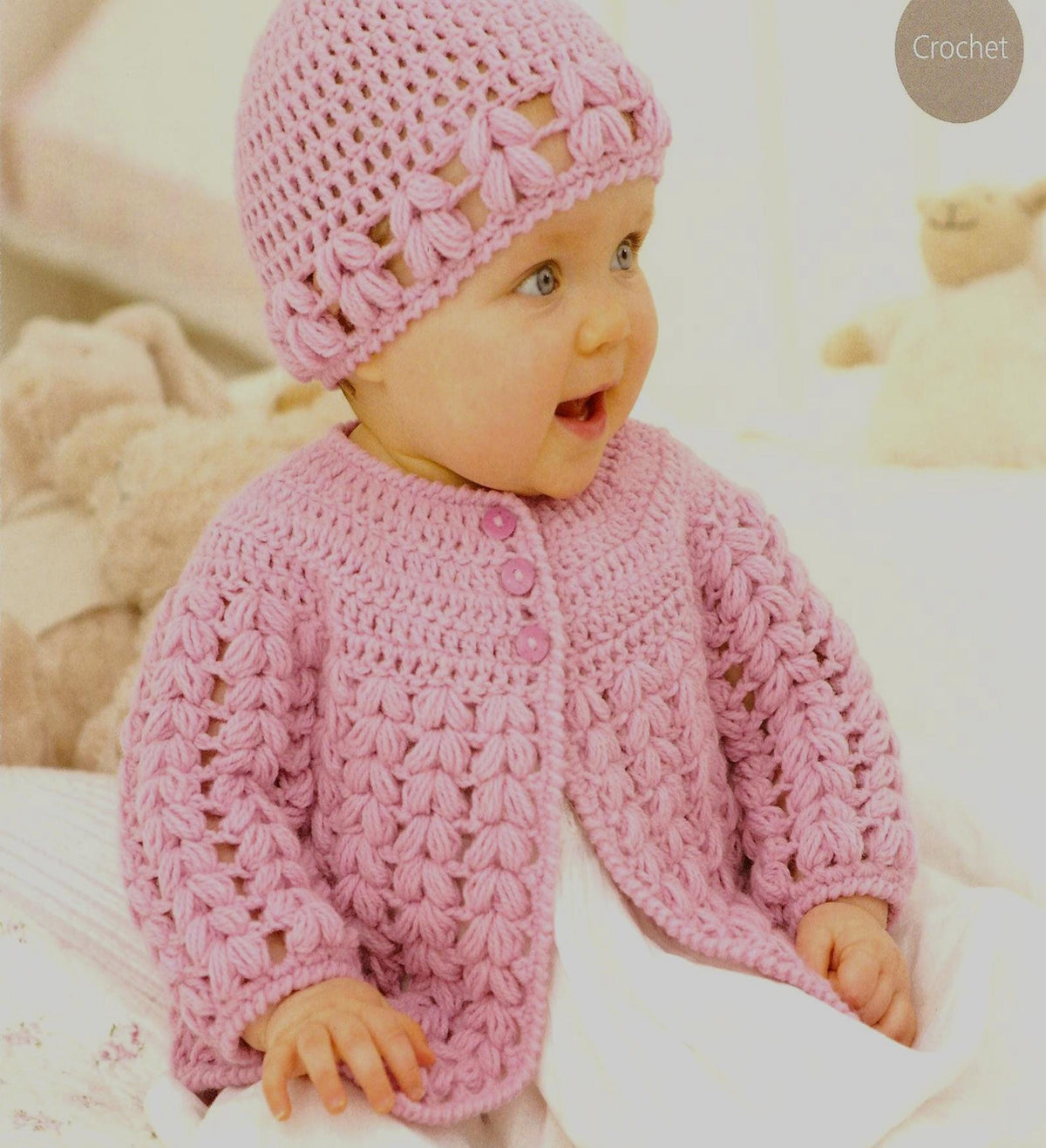 Crochet Hat & Yoked Cardigan Pattern – Girls DK Yarn (Birth - 7 yrs) (Download PDF)
