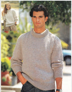 Man & Womans Easy Raglan Round Neck sweater Chunky- Bulky 12ply yarn- 30-42" chest Knitting pattern Download PDF- Knits up quick- Easy