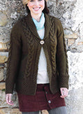 Woman's Cable Bramble stitch- Reverse St St- Jacket- cardigan with collar in Chunky Bulky Yarn- fits 32" -42"  Knitting pattern Download PDF