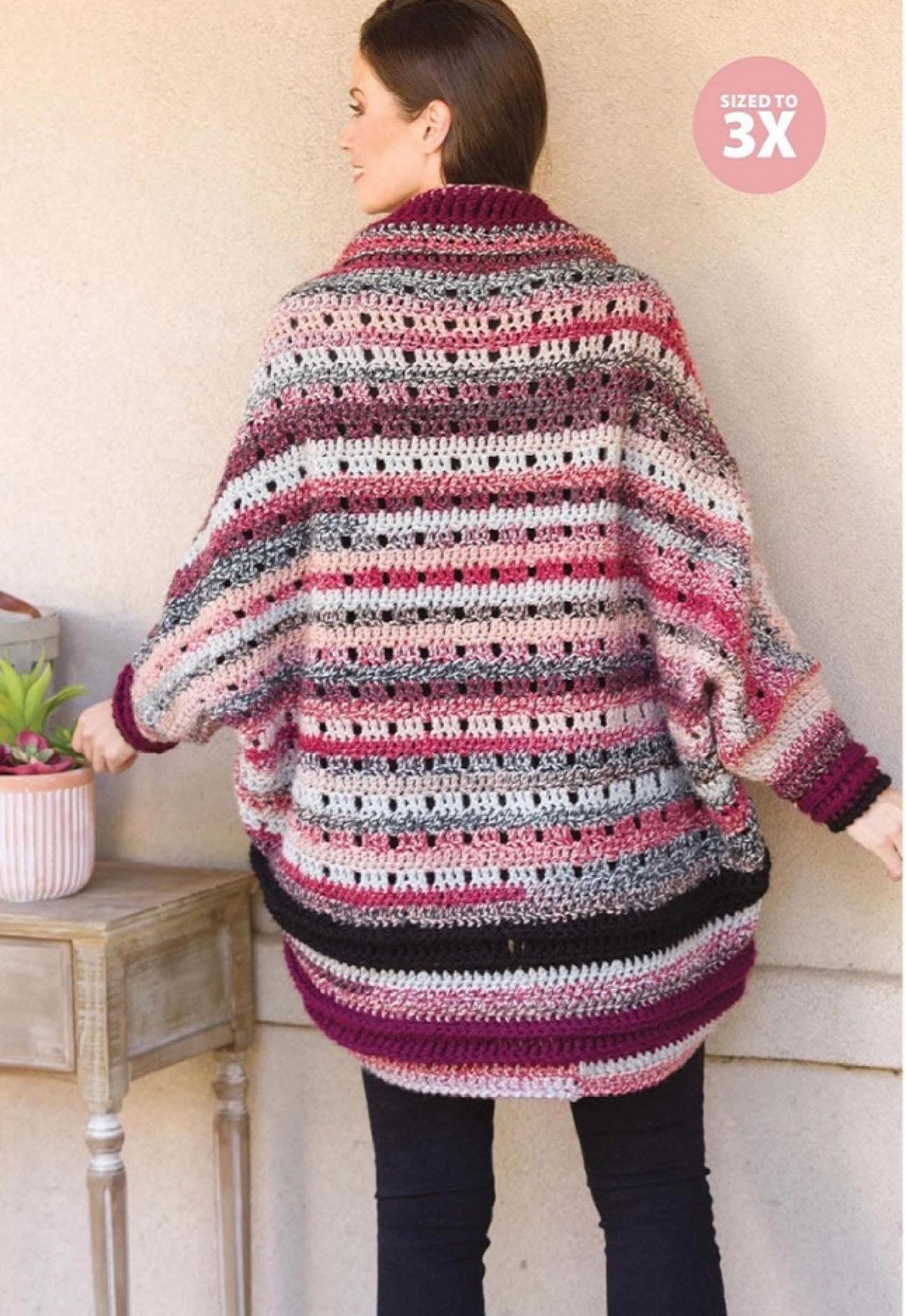Woman's Crochet Shrug style Cardigan-Crochet up in Bulky- Chunky 12 ply yarn- Download PDF Crochet Pattern- see images for more information