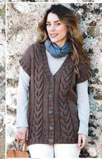 Woman's  Chunky Cable Gilet Waistcoat- Cardigan sleeveless cardigan- Knitting pattern- chest 32 - 54" Download PDF- Larger sizes included