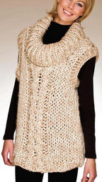 Woman's Super Chunky- Super Bulky Polo Neck Sweater sleeveless-Oversize fit Easy Quick Knit- fits 40-60" chest- Download Knitting Pattern