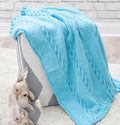 Blanket with garter stitch border & Cable pattern- Knitted in Aran 10 ply Worsted yarn- 37 x 37 " Knitting pattern Download PDF