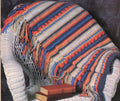 Crochet Indian Stripes Fringed Blanket- Afghan Sport 4 Ply Fingering wool Download PDF Crochet Pattern- Vintage
