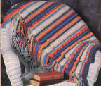 Crochet Indian Stripes Fringed Blanket- Afghan Sport 4 Ply Fingering wool Download PDF Crochet Pattern- Vintage